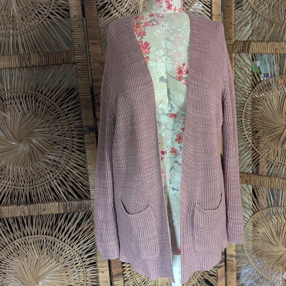 MADEWELL Postscript Linen Cotton Cardigan Sweater Dusty Pink - GUC Sz L